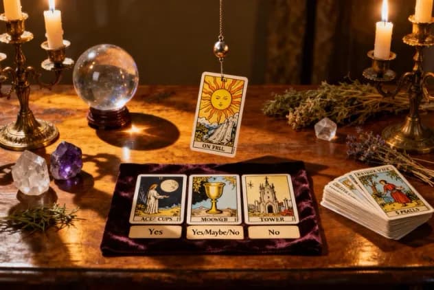 Yes or No tarot cards on a table for instant answers